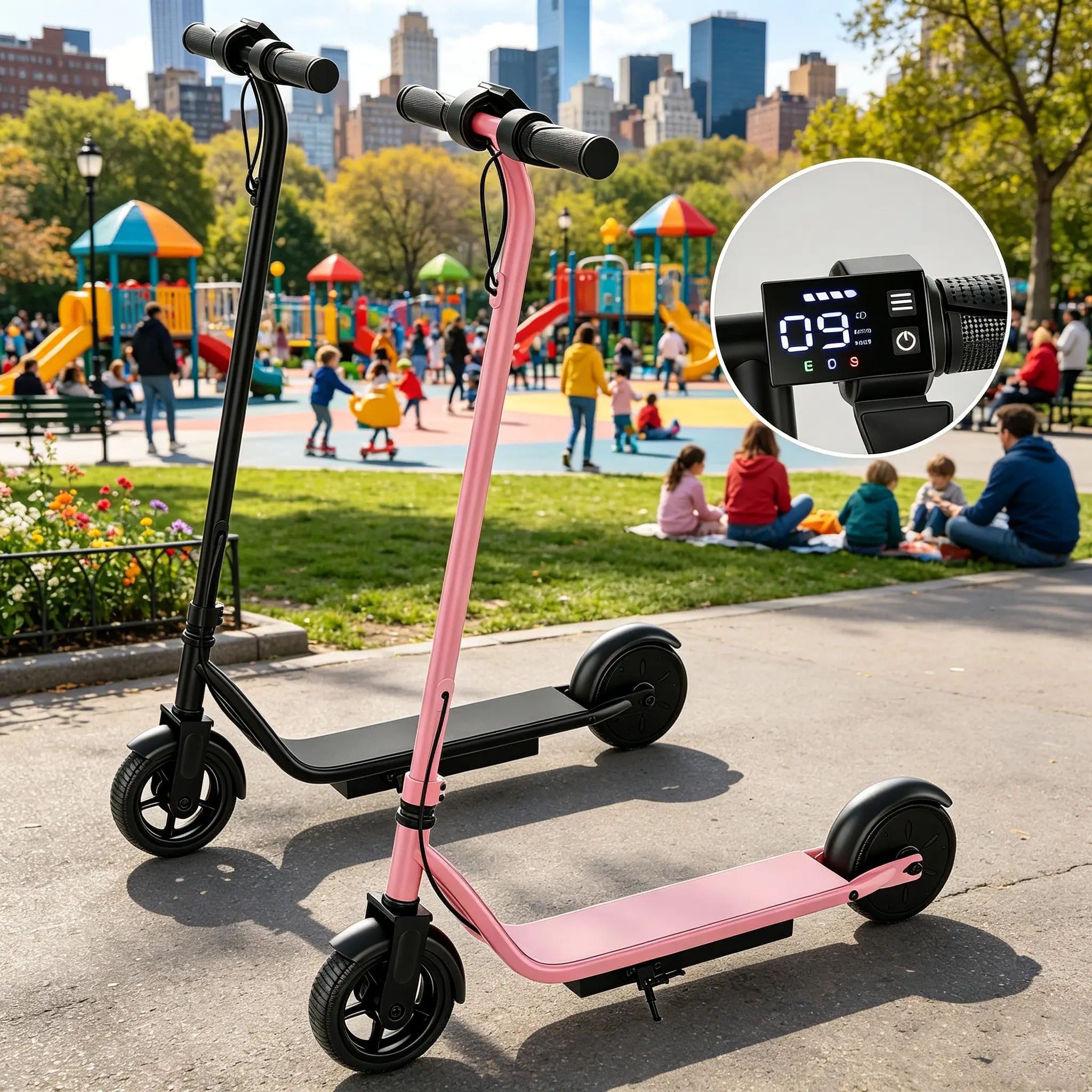 B Kids Safe Electric Scooter 250W Motor 3 Speed Modes Up to 9MPH 6.5" Solid Tires Lightweight Portable Great Gift for Kids Age 6+