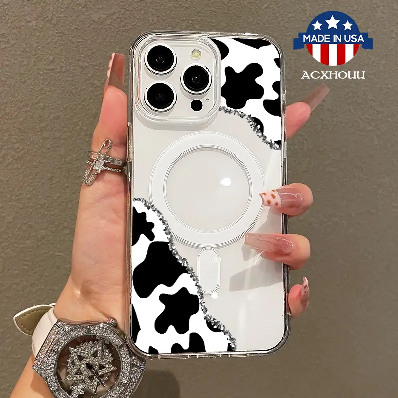 Soft Girl Magnetic Case for iPhone11/12/13/14/15/16/promax, Cow print pattern Lightweight, Drop-Proof, MagSafe Compatible | Perfect for Teen Girls