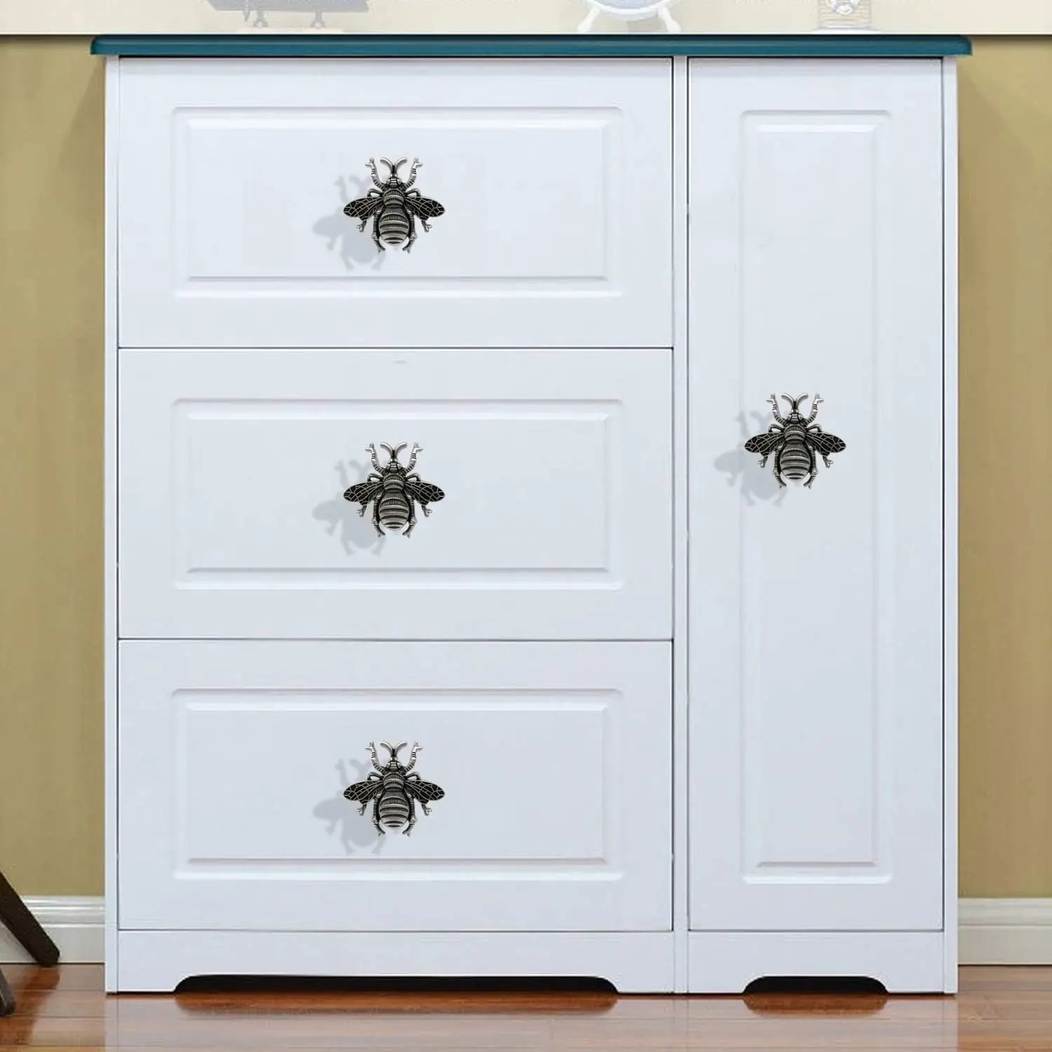 Bee Knob Drawer Pulls Handles for Dresser Cupboard Wardrobe Cabinet Kitchen Decor (4 pack)