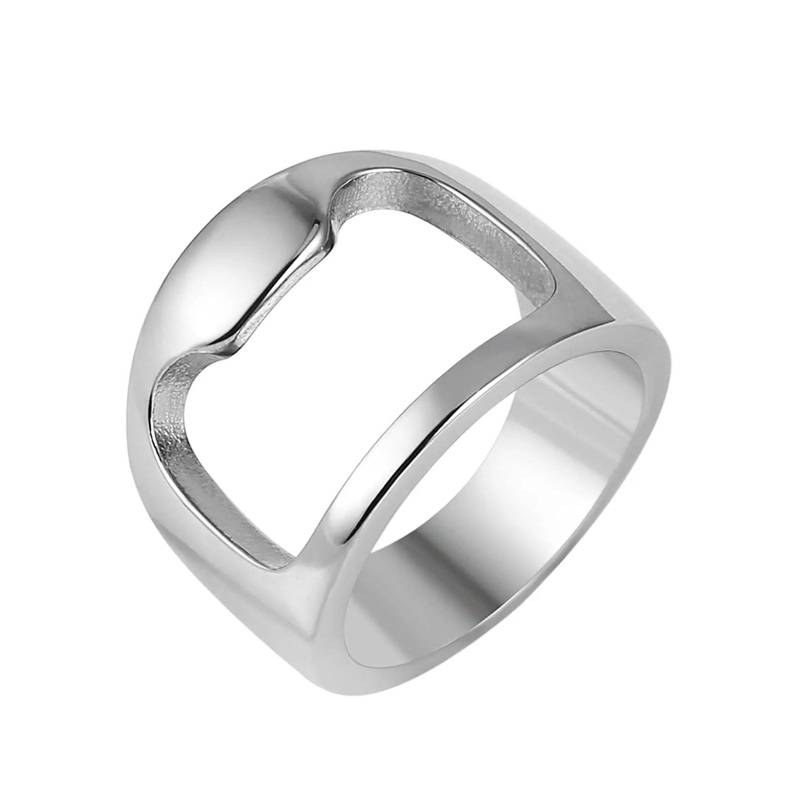 HZMAN Stainless Steel Polished Beer Bottle Opener Ring