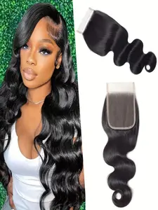 Silk Straight Lace Closure 4x4 Free Part  Pre-Plucked with Baby Hair Transparent Lace 100% Human Hair Weave Closure No Tangle Healthy Ends for Women