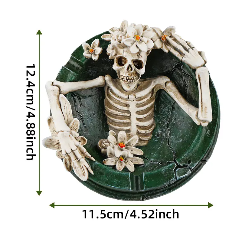 White Flower - Blooming Skull Ashtray