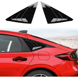 for 11th Gen Civic Hatchback Compatible with Honda Civic 2026 2025 2024 2023 2022 Accessories Sport Car Exterior Rear Side Window Louvers Air Vent Scoop Shades Cover Blinds -Bright Black
