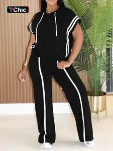 Women's Sporty Two-Piece Set, Comfortable Stylish Striped Hoodie & Loose Pants, Casual Streetwear, Athleisure Wear Set, Perfect for Daily Wear