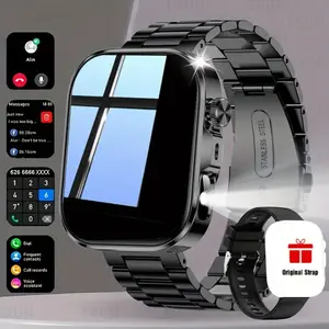 2026 New HD Full-Touch Smartwatch for Men and Women - Wireless Calling/Texting/Multiple Sports Modes/Remote Camera Control/Fitness Tracker/Outdoor LED Lighting, Compatible with Android and iPhone, USB Charging, Alloy Case/Silicone Strap/Metal Strap