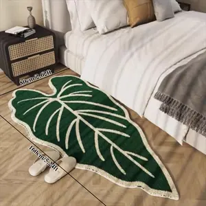 Fashion Leaf Bedside Rug, Plush Non-Slip Bedroom Carpet, Absorbent Bathroom Mat for Shower Bathtub Sink Decorative Accessories, Fluffy Area Rug, Soft Fluffy Rug
