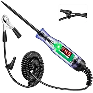 Automotive 3-48V Digital LED Circuit Tester, Bidirectional Light Tester, Electrical Voltage Tester with Extended Spring Wire