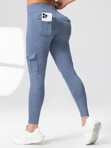 High Waist Women's Workout Pants, Slimming Yoga Shorts, Stretchy Fitness Leggings, Solid Sports Leggings, High Waisted Leggings, Five-Quarter Length Sports Bottoms, Perfect for Running and Gym