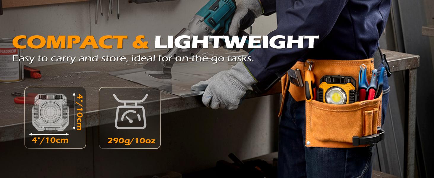 2-Pack 2400LM Magnetic Rechargeable Work Light, Dual-Sided LED Work Light, Up to 80 Hours Runtime, Stepless Dimming 2700K-8000K, Magnetic Flashlight with 360° Rotating Stand, Hook, Yellow
