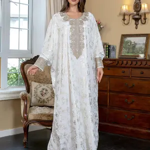 Women's Floral Pattern Robe & Long Sleeve Dress Set, Elegant Long Dress & Robe Set for Party Wedding Guest, Ladies Islamic Clothing for All Seasons