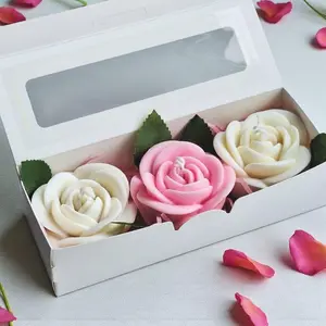 3pcs Rose Scented Candle Silicone Molds, Multi-Petal Flower Soap Resin Mold, DIY Floral Shape Gypsum Tool, Handmade Dinner Decor Gift