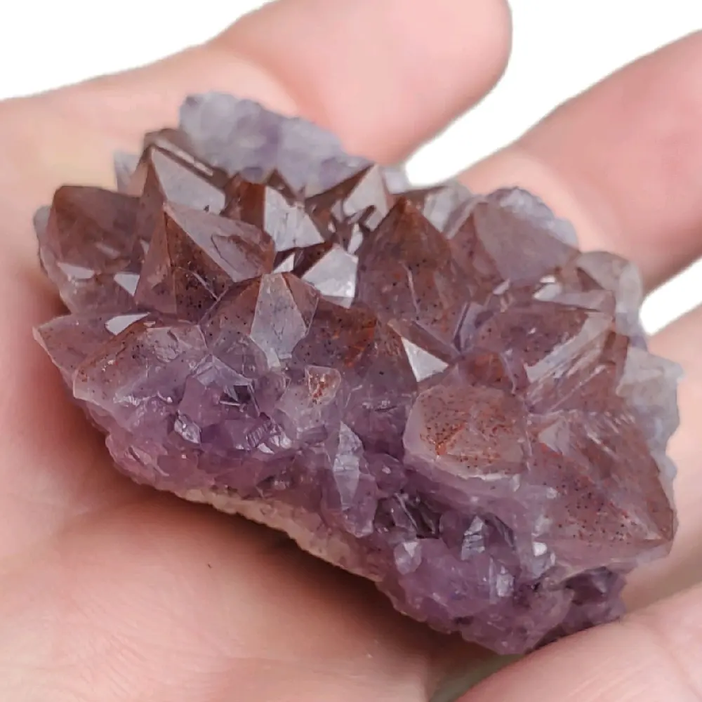 Thunder Bay Amethyst Cluster • 64 g Natural Canadian Crystal • Red-Flashed “Lavender Flame” Druzy • Hematite-Infused Amethyst Collector Piece