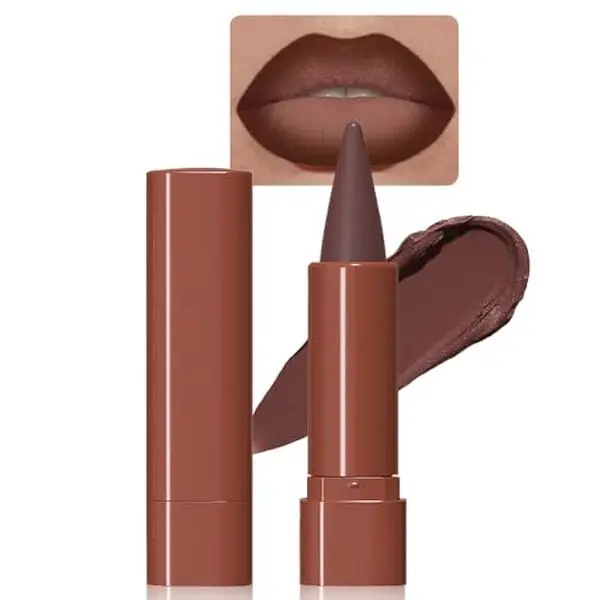 BINGBRUSH Dark Brown Lip Liner, 2in1 Lip Liner and Lipstick,Matte Lipstick | Long Lasting,Soft Matte,Waterproof, Smudge Proof, Highly Pigmented, Flawless Ombre Contour,Creamy Application