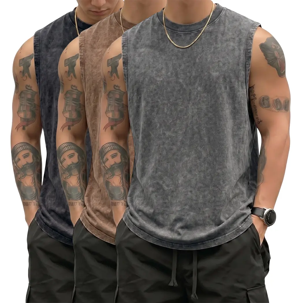 3-PACK Men's Washed Vintage Sleeveless Muscle Shirts, Soft Breathable 100% Cotton Fabric, Crew Neck Cut Off Tops, Old Money Style Clean Fit Minimal Urban Streetwear Shirts For Gym Workout Daily Casual Outfit Value Pack 3-PACK Men's Washed Vintage Sleeveless Muscle Shirts, Soft Breathable 100% Cotton Fabric, Crew Neck Cut Off Tops, Old Money Style Clean Fit Minimal Urban Streetwear Shirts For Gym Workout Daily Casual Outfit Value Pack