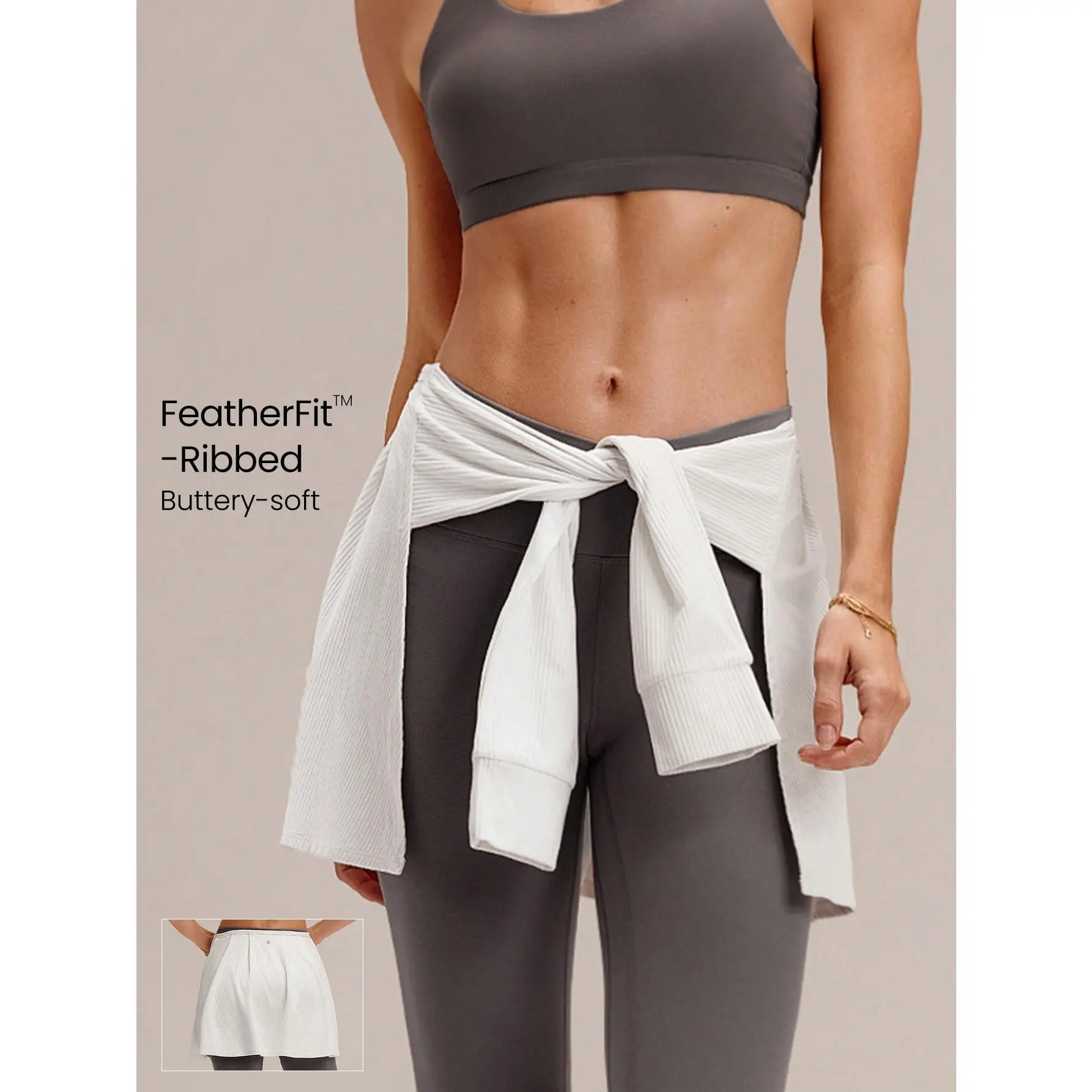 GLOWMODE FeatherFit- Ribbed Effortless Flow Layering Skirt Yoga Pilates Barre Gym Studio Daily Casual Wear