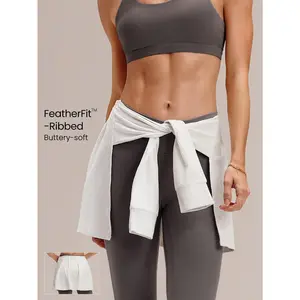 GLOWMODE FeatherFit- Ribbed Effortless Flow Layering Skirt Yoga Pilates Barre Gym Studio Daily Casual Wear