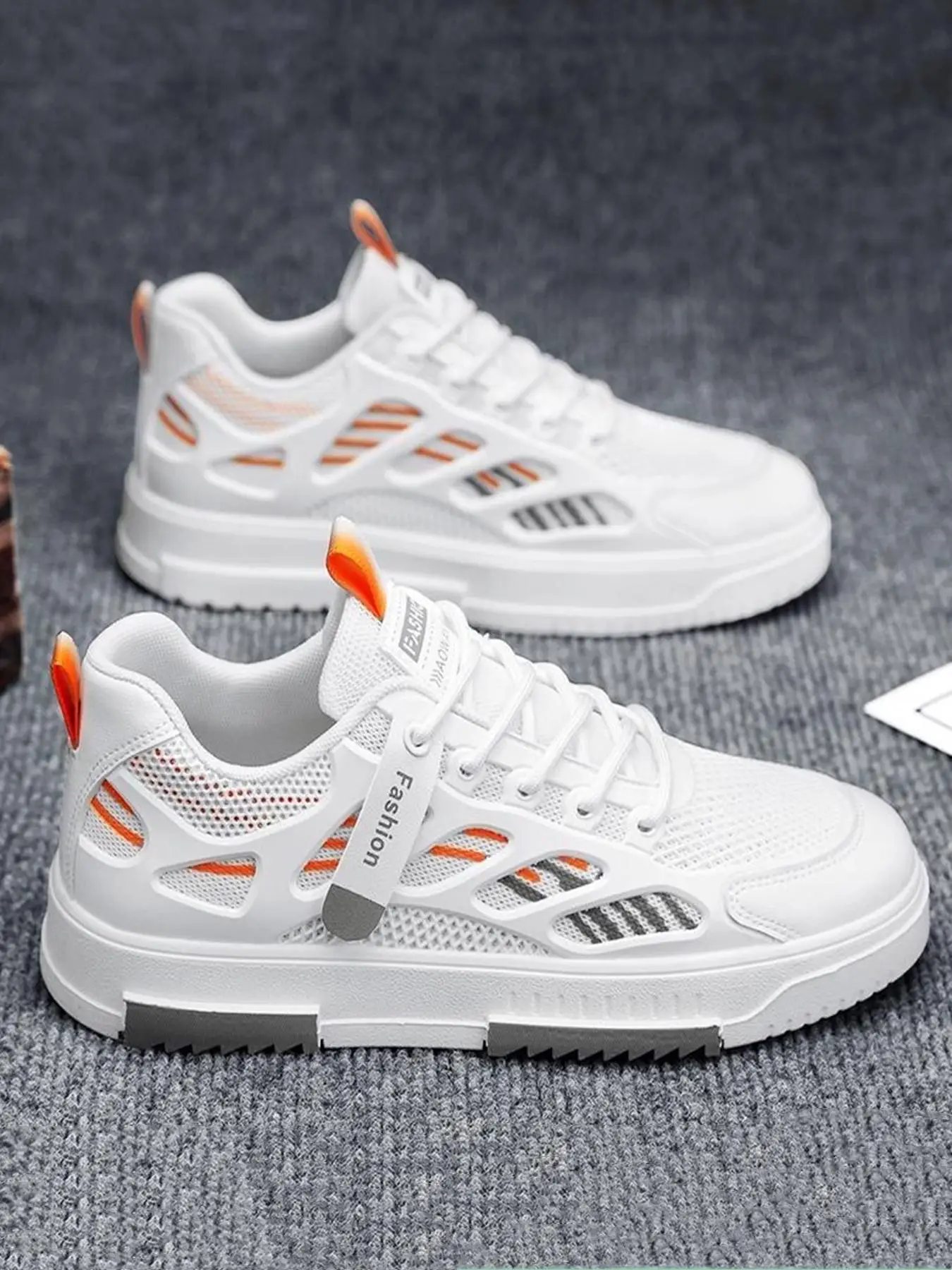 Men's 1 Pair Fashionable Letter Label Decor Lace up Low Top Sneakers, Casual Comfortable Breathable Lightweight Running Shoes, All-match Commuter Shoe