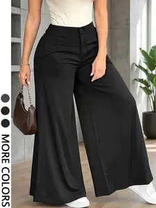 Women's Casual High Rise Wide Leg Pants High Waist Loose Fit with Side Pockets, Elegant Minimalist Style, Perfect for Daily Wear