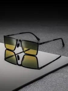 Men's Metal Square Flat Top Glasses, Casual Simple Style, American Low Profile Streetwear, Fashionable for Daily Commute College Golf Sports Wear