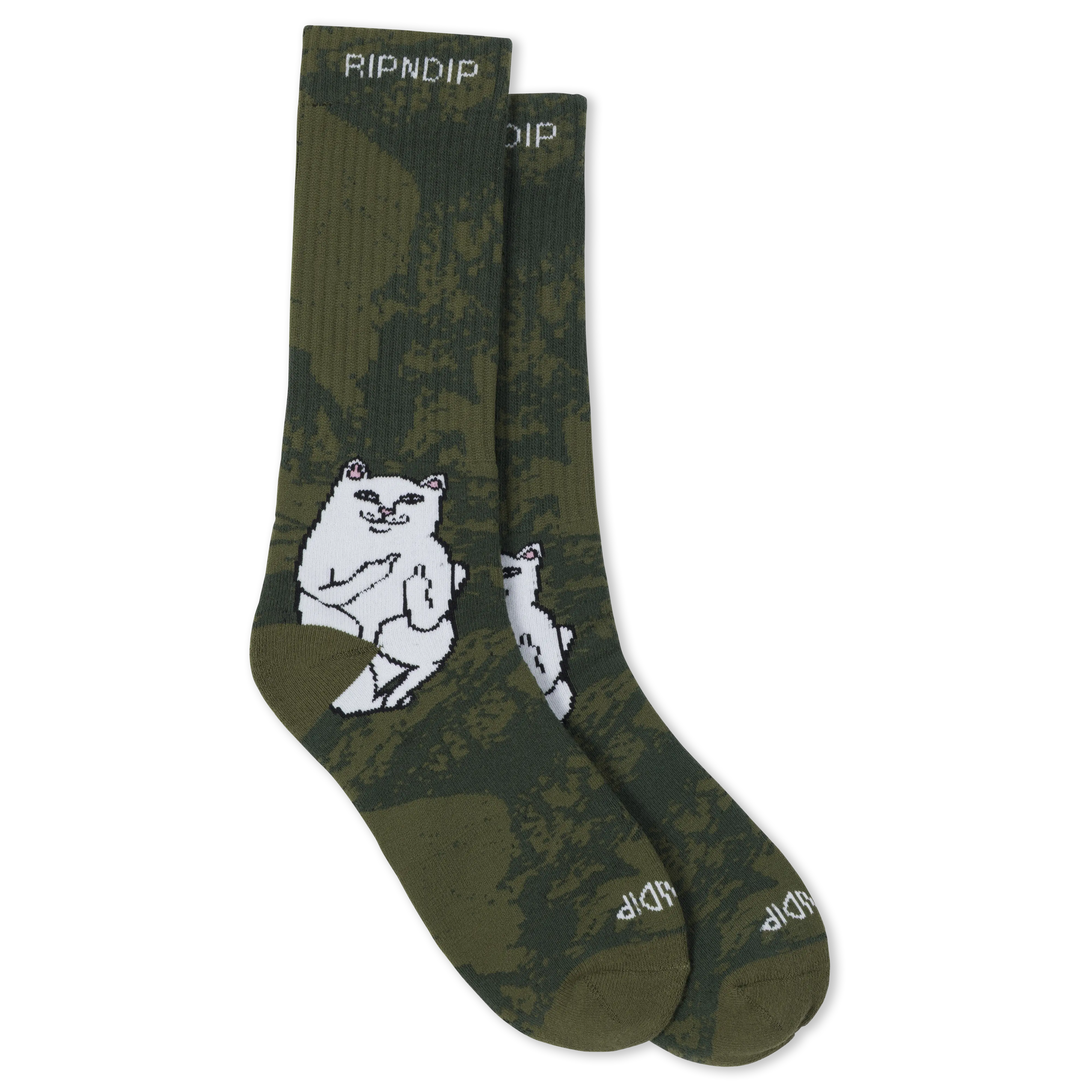 Men's Lord Nermal Socks - Forest Camo Print, Menswear, Animal Graphic, Spandex Fabric, Machine Washable