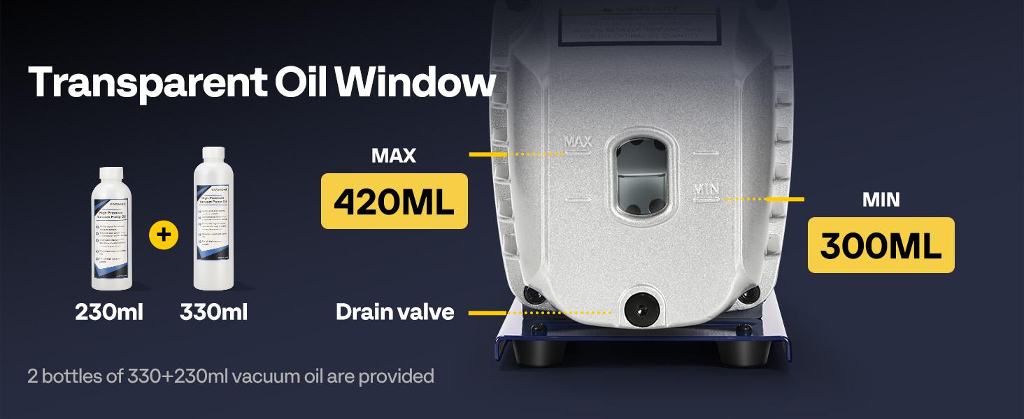 VIVOHOME 1/2 HP 5 CFM 2 Stage A2L HVAC Vacuum Pump, Sparkless Motor for R32 R1234yf R454B R134a R22 R410a Systems, Auto AC Vacuum Pump for Air Conditioner Servicing with 2 Oil Bottles