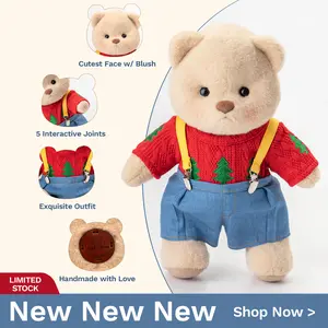 Getahug Tree Sweater Overalls Bear | Handmade Jointed Teddy Bear Gift, pusheen ,bear toy ,teddy bear bronde, stuffed animals, plush ,infinity plushie