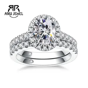 AnuJewel Elegant Oval Cut 2CT moissanite engagement ring 925 sterling silver Vintage Halo Wedding Promise Ring Women's Ring Jewelry perfect for Christmas weddings anniversaries Valentine's Day and Mother's Day