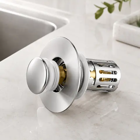 2-in-1 Universal Bath Sink Stopper - Adjustable, Cost-Efficient Bathroom Accessory with Anti-Clog Removable Stainless Steel Filter Basket, Anti-Odor Pop-Up Design, Quick Switch, Fresh Drain Maintenance, Durable Eco-Friendly Everyday Use Gadget
