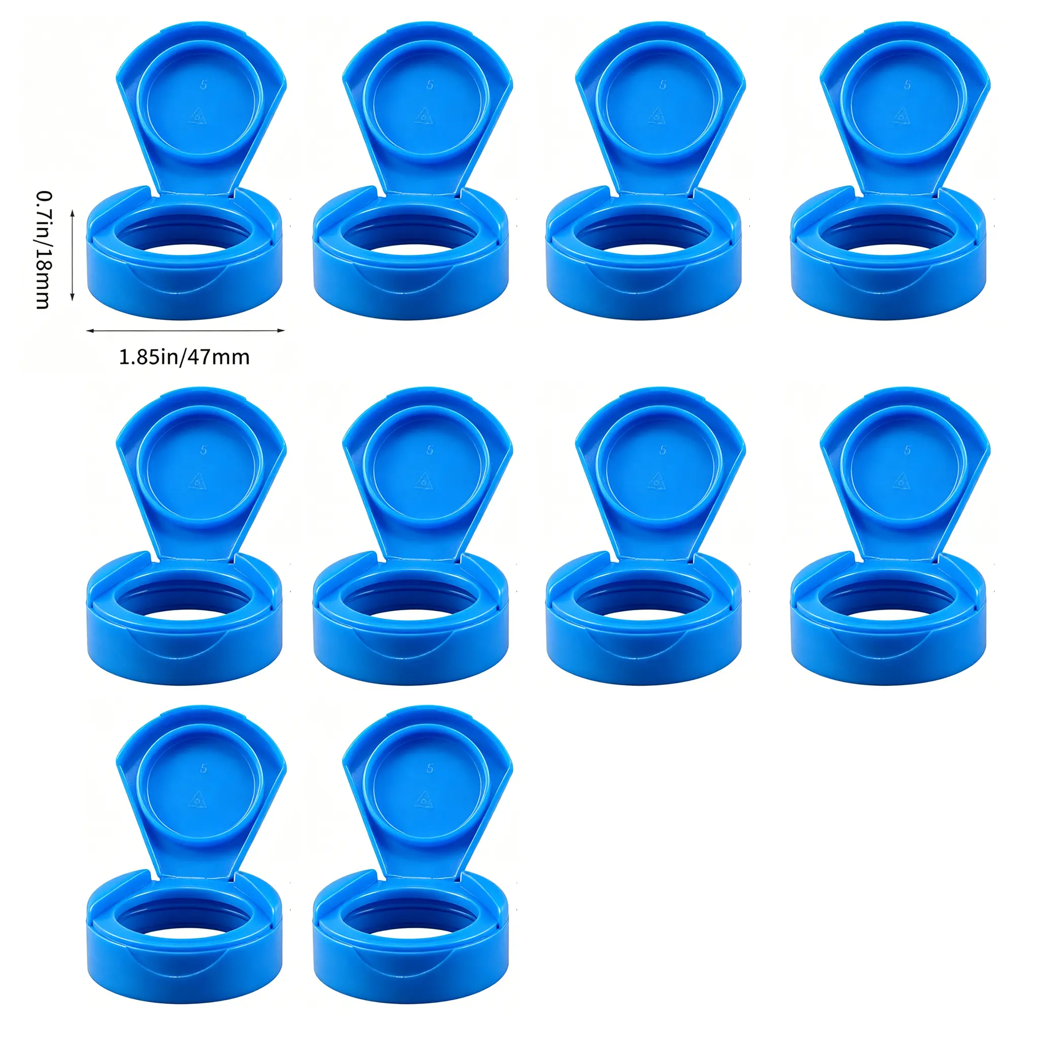 ten blue 1.85-inch lids