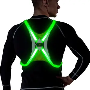 LED Reflective Vest, Light Up Running Vest, Rechargeable Reflective Running Gear for Walking Running Cycling at Night, Adjustable for Men Women
