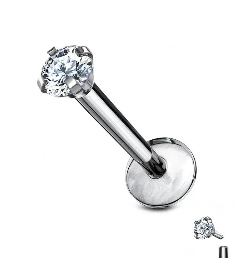 CZ Prong Titanium Internally Threaded Labret