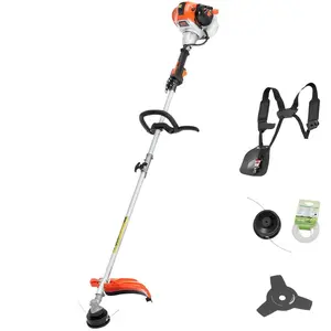 VEVOR String Trimmer, 25.2CC 2-Stroke, Gas Powered Weed Wacker, 16.9 Cordless Grass Trimmer, Multi-Functional Lawn Edger with Shoulder Strap 3T Blade, Weed Eater for Quick Grass Cleaning