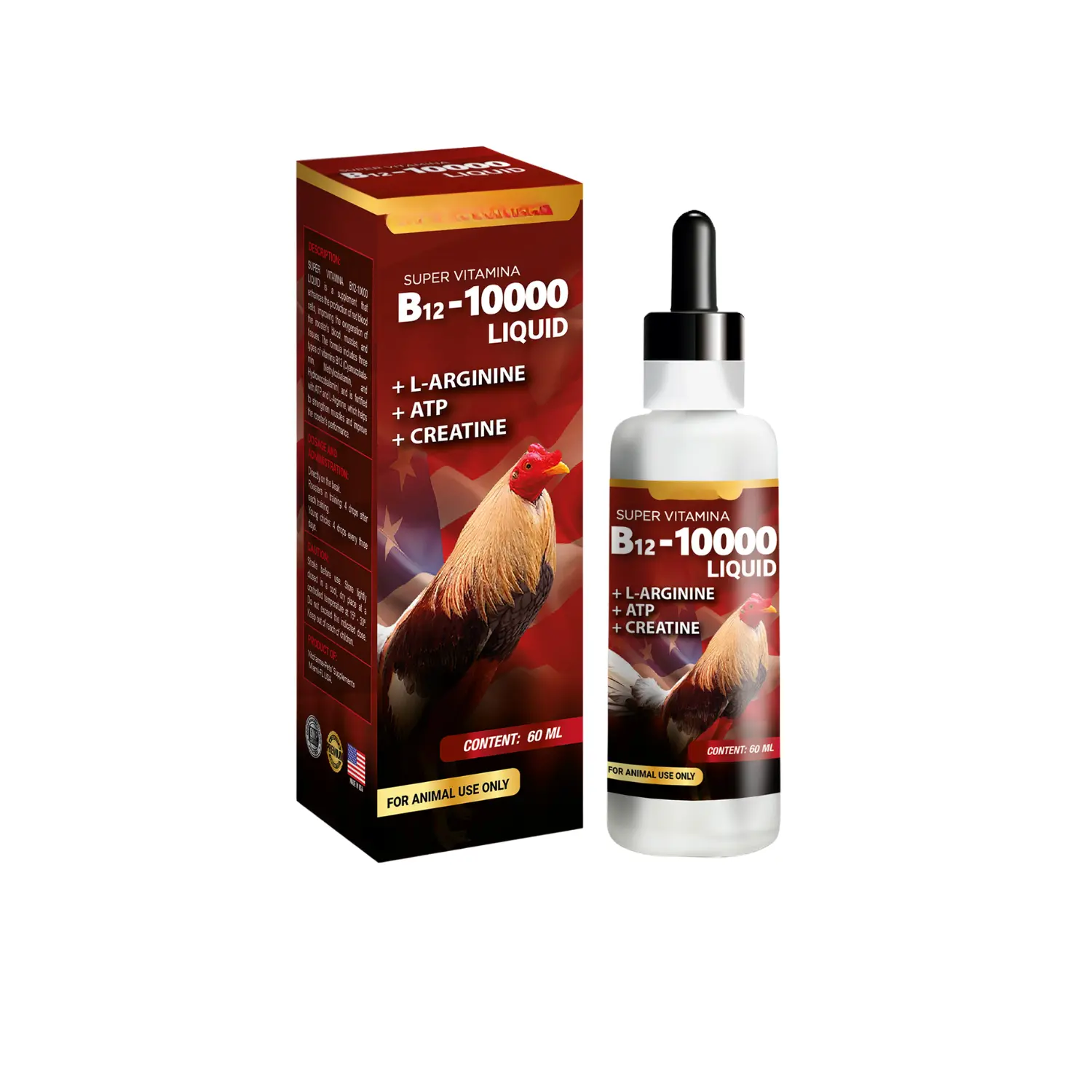 60ml Vitamin B12 Supplement for Roosters, Liquid Daily Nutrition Formula for Poultry