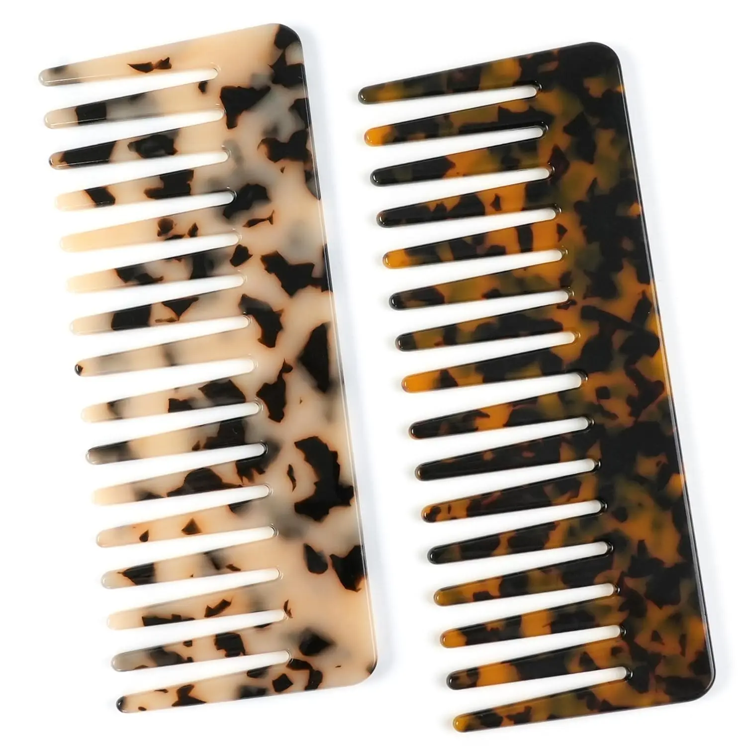 Soft Hair Comb Set, 2-Piece Large Size Acetate Fiber Wide Tooth Combs, Hair Detangling Comb, Suitable for Wet & Dry Use, Women's Dense Curly Wavy Hair