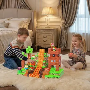 Magnetic Royal Castle Building Blocks STEM Learning Toys 60PCS Creative Educational Holiday Gift for Boys Girls Ages 3-8 Easter Basket Stuffers Fillers Engineering Kit Kids Brain Development Interactive Construction Model Set  soft head electric drums
