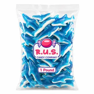 Blue Gummy Sharks- 1 Pound Bag | Chewy Fruity Candy | Ocean Themed Shark Gummies for Parties & Snacks | Blue Raspberry Shark Candy | Beach & Under the Sea Party Treats (1 Pound) Soft
