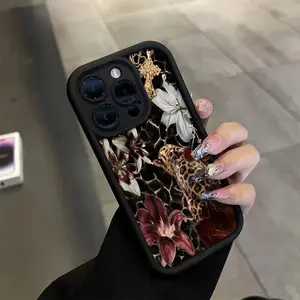 TPU case with Cheetah Lily floral pattern is retro and elegant, suitable for iPhone 17 Pro Max Plus Air/ 16Pro Max, iPhone 14/13 Pro/12/11/Xs Max, using high aesthetic appeal silicone full body protection case