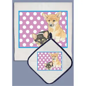 212 MAIN Quilted Pot Holder & Welsh Pembroke Corgi Kitchen Dish Towel Set - Absorbent Cotton Home Care Supplies, Ideal Housewarming Gift, Kitchen Decoration