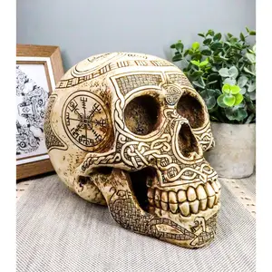 Ebros Norse Viking Skull Figurine 7 Inch Length Skeleton Head Decor