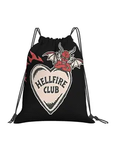 1 piece Hellfire Club 4 stranger things Drawstring Bags Gym Pouch Print Backpack Boy Girls School Shoe Bag 