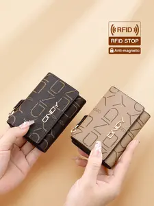 1 RFID Anti-Theft Women's Card Holder/Money Wallet, Business Wallet, Business Style Wallet, Trifold Wallet, with Multiple Card Slots, Including a Zippered Coin Pocket, Snap Closure Wallet/ID Holder, Suitable for Business/Travel Coin Purse