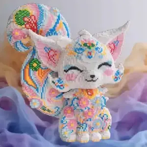2026 New Colorful 3D Nine-Tailed Fox Building Block Ornament, Perfect for Home Office Decor, Ideal Gift for Thanksgiving, Christmas, Housewarming