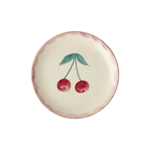 RicebyRice - Ceramic Cake Plate with Hand Painted Cherries