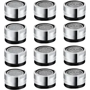 12 Pieces 2.2 GPM Sink Faucet Aerator Kitchen Sink Aerator Replacement Parts Bathroom Faucet Adapter Kit with 15/16-inch or 24 mm Male Thread for Kitchen Bathroom(Mixed Style)