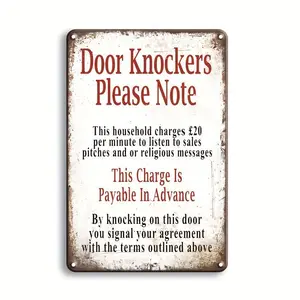 Vintage Humor Door Knocker Sign - Funny Metal Wall Plaque Decor for Front Door, Garage, Cafe, Office | Sarcastic House Rules Wall Decor | Retro Outdoor/Indoor Hanging Sign