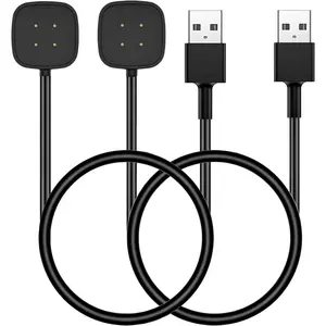 Charger for Versa 4 / Sense/Versa 3 / Sense 2 (2 Pack/3.3Ft Replacement Fitbit Versa & Sense Smart Watch Charger Dock Stand Charging Cable, Upgraded Strong Magnet) springtok