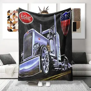 Peterbilt Classic Truck Head Print Blanket, Soft Throw Blanket, Holiday Gift Trend, Living Room Nap Area, Car Enthusiasts, Flannel Cover, Soft Fleece