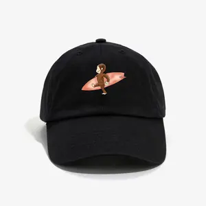 Funny Curious George Surfing Hat – Cute Cartoon Monkey Hats, Classic Adjustable Hat, Casual Streetwear Style, Gift For Men, For Women