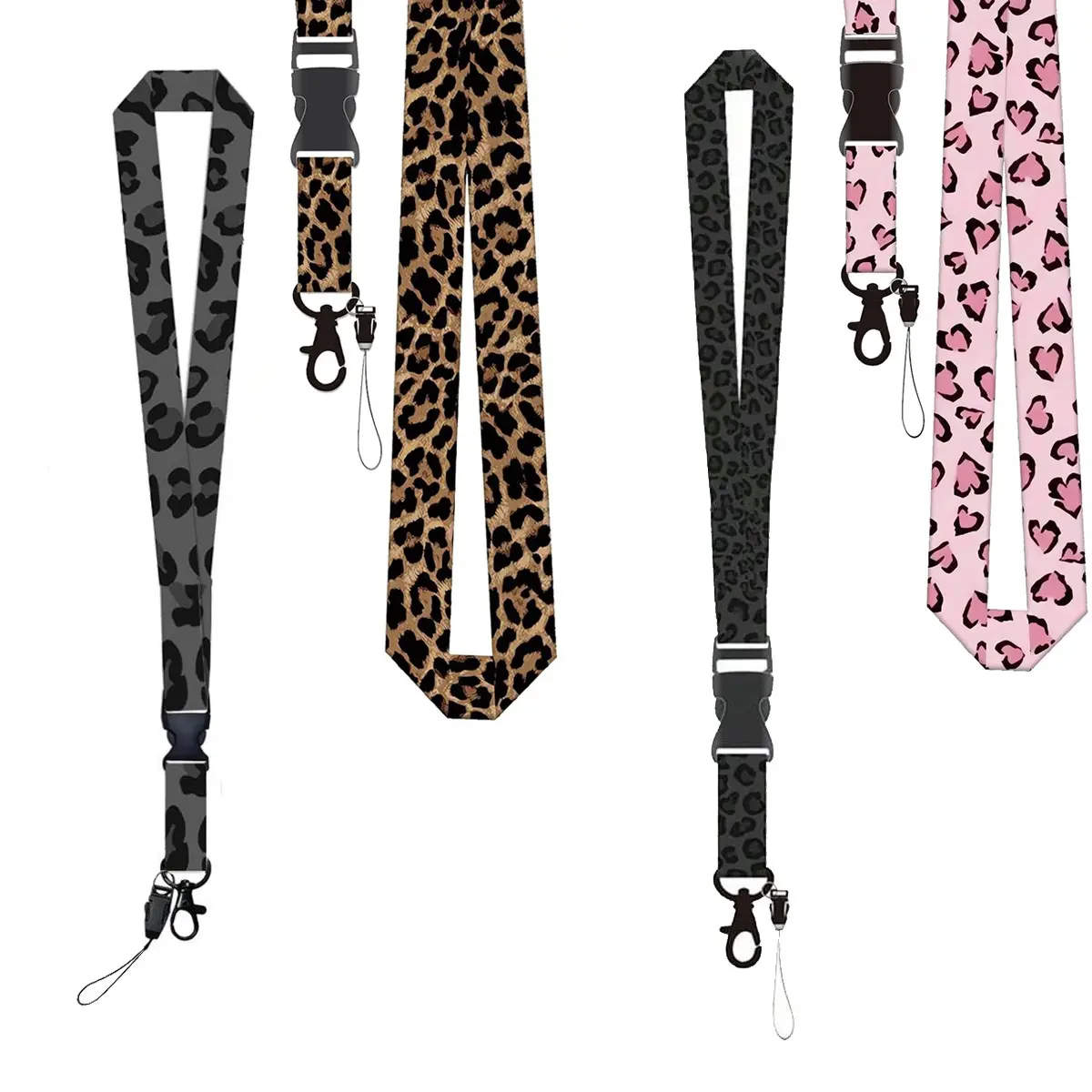 Cool Leopard Print Lanyard Set, Detachable ID Holder Badge Holder Badge Reels Keychain Phone Strap, Office Supplies for Healthcare Workers Nurses Caregivers, Id Badge Holder With Lanyard