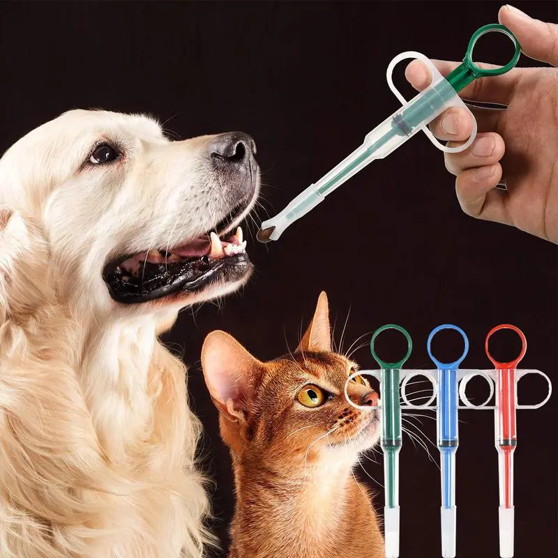 3-Piece Veterinary Oral Syringe & Pill Dispenser Set, Clinical-Grade Medication Plunger with Soft Silicone Tip, Precision Dosing Tool for Canine & Feline Fluid or Solid Administration